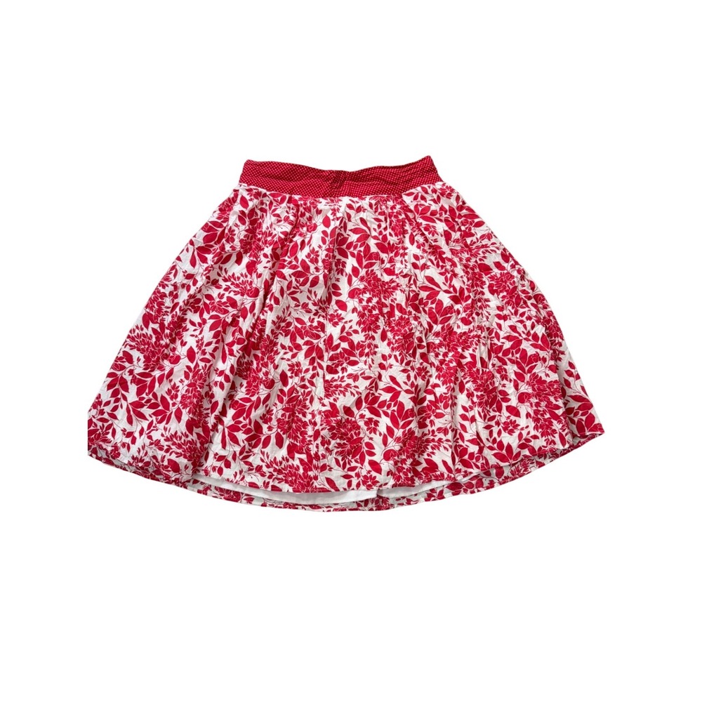 Ixia Red White Floral Polka Dot A-Line Skirt L Large Made in USA Boho Lined - Picture 1 of 7